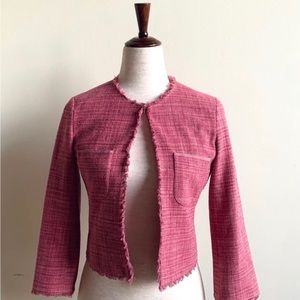 BCBG Pink Tweed Cropped Jacket sz XXS